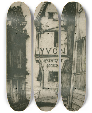 Triptych art skateboard deck of David Young Cameron Yvon by David Young Cameron (1865-1945)