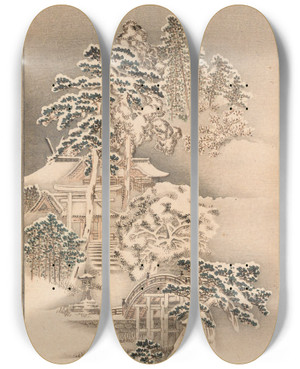 Triptych art skateboard deck of Nanbara Sakujir Shubi Gakan Pl18 by Nanbara Sakujiro (1889)