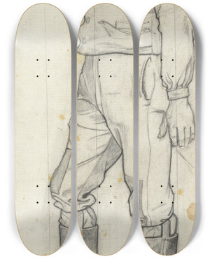Triptych art skateboard deck of Richard Nicolas Roland Holst Staande Man Zonder Hoofd Met Laarzen by Richard Nicolaus Roland Holst (1868-1938)