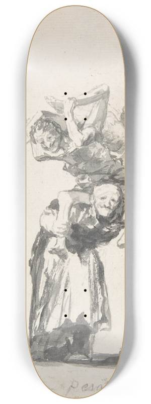 Francisco de Goya - Nightmare; an old woman carrying figures on her back 8.25 inch art skate deck