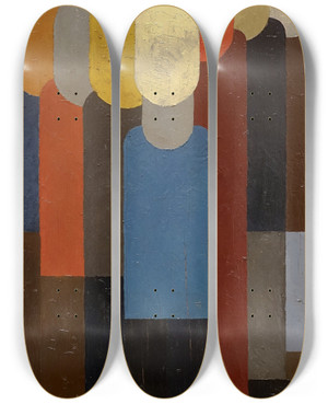 Triptych art skateboard deck of Franz Wilhelm Seiwert Mass by Franz Wilhelm Seiwert (1894-1933)