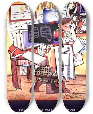 Triptych art skateboard deck of National Library Of Medicine National Telemedicine Initiative by National Library Of Medicine (1836)