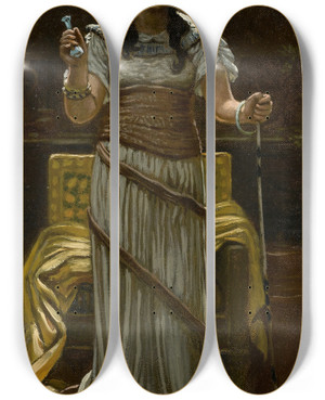 Triptych art skateboard deck of Elihu Vedder The Etruscan Sorceress by Elihu Vedder (1836-1923)