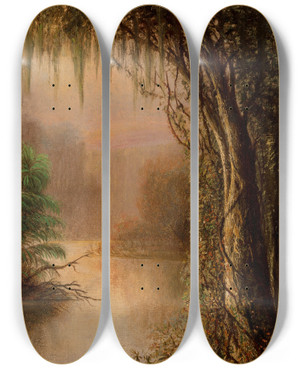 Triptych art skateboard deck of Joseph Rusling Meeker Bayou by Joseph Rusling Meeker (1827-1889) Triptych art skateboard deck of Joseph Rusling Meeker Bayou by Joseph Rusling Meeker (1827-1889)