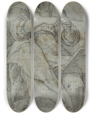 Triptych art skateboard deck of Federico Zuccaro Evangelisten Sankt Markus by Federico Zuccaro (1542-1609)