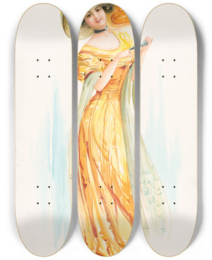 Triptych art skateboard deck of J Barrick Society Maid No 1 by J Barrick (19-20-)