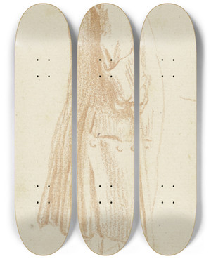 Triptych art skateboard deck of Daniel Nikolaus Chodowiecki Stehender Mann Mit Einem Stock In Der Rechten Im Profil Nach Rechts_2 by Daniel Nikolaus Chodowiecki (1726-1801)