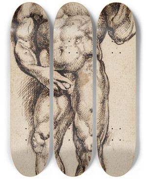 Triptych art skateboard deck of Peter Paul Rubens Herkules Ii by Peter Paul Rubens (1577-1640)