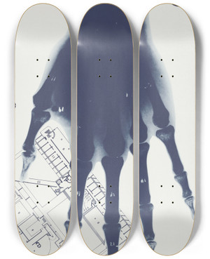 Triptych art skateboard deck of Coy Howard Coherence In Architecture by Coy Howard (1943)