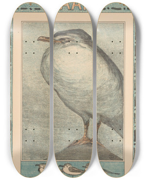 Triptych art skateboard deck of Theo Van Hoytema Kalenderblad April Met Wulp by Theo Van Hoytema (1863-1917)