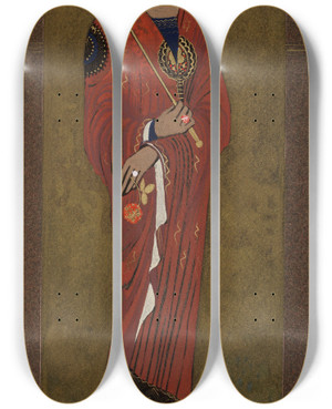 Triptych art skateboard deck of Francoislouis Schmied Maquette With A Depiction Of King Solomon by Francois Louis Schmied (1873-1941)