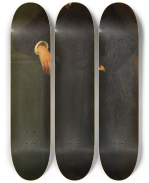 Triptych art skateboard deck of Bernhard Sterman Baron Fredrik Von Essen by Bernhard Osterman (1870-1938)
