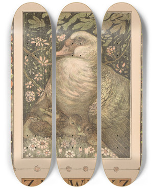 Triptych art skateboard deck of Theo Van Hoytema Kalenderblad Juni Met Eend Met Jongen by Theo Van Hoytema (1863-1917) Triptych art skateboard deck of Theo Van Hoytema Kalenderblad Juni Met Eend Met Jongen by Theo Van Hoytema (1863-1917)