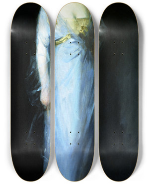 Triptych art skateboard deck of Robert Henri Portrait Of Dorothy Wagstaff by Robert Henri (1865-1929)