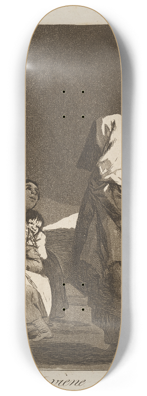 Francisco de Goya - Que viene el Coco. (Here comes the bogey-man.) 8.25 inch art skate deck
