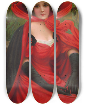 Triptych art skateboard deck of Edward Percy Moran Sincerity by Edward Percy Moran (1862-1935)