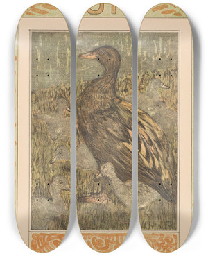Triptych art skateboard deck of Theo Van Hoytema Kalenderblad Juni Met Eend Met Kuikens by Theo Van Hoytema (1863-1917) Triptych art skateboard deck of Theo Van Hoytema Kalenderblad Juni Met Eend Met Kuikens by Theo Van Hoytema (1863-1917)