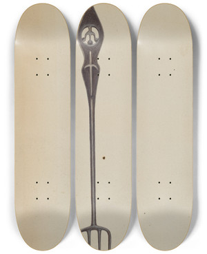 Triptych art skateboard deck of Frank Eiseman Iron Fork by Frank Eiseman