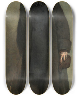 Triptych art skateboard deck of James Carroll Beckwith Portrait Of William Merritt Chase by James Carroll Beckwith (1852-1917)
