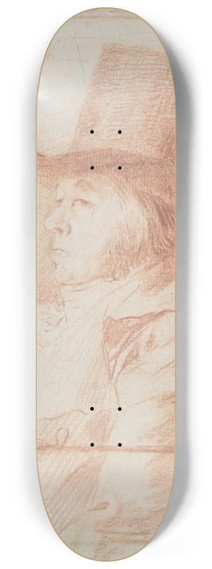 Francisco de Goya - Self-portrait; Goya wearing a top hat facing left within a drawn frame 8.25 inch art skate deck Francisco de Goya - Self-portrait; Goya wearing a top hat facing left within a drawn frame 8.25 inch art skate deck