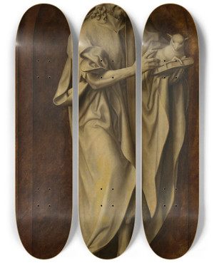 Triptych art skateboard deck of Quentin Massys Saint John The Baptist by Quentin Massys (1466-1530)