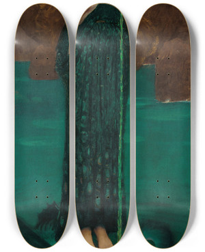 Triptych art skateboard deck of John William Waterhouse Circe Invidiosa by John William Waterhouse (1849-1917)