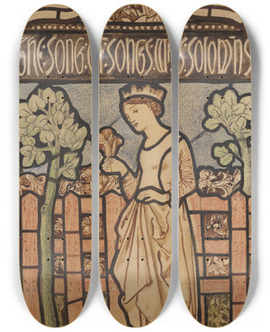 Triptych art skateboard deck of Sir Edward Coley Burnejones The Song Of Solomon As The Lily Among Thorns by Sir Edward Coley Burne-Jones (1833-1898)