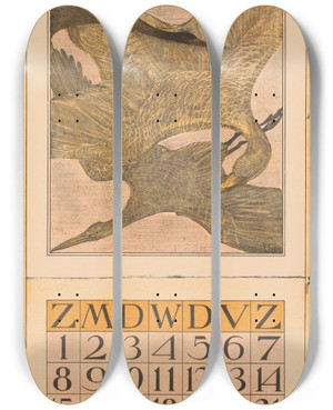 Triptych art skateboard deck of Theo Van Hoytema Kalenderblad Oktober Met Drie Vogels by Theo Van Hoytema (1863-1917) Triptych art skateboard deck of Theo Van Hoytema Kalenderblad Oktober Met Drie Vogels by Theo Van Hoytema (1863-1917)