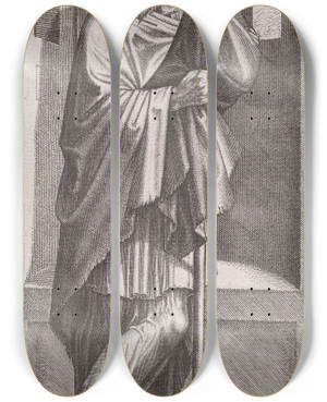 Triptych art skateboard deck of Lambert Suavius Saint James Major by Lambert Suavius (1510-1567)