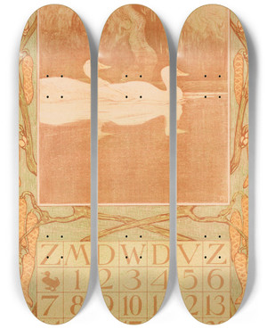 Triptych art skateboard deck of Theo Van Hoytema Kalenderblad Februari Met Eenden_2 by Theo Van Hoytema (1863-1917) Triptych art skateboard deck of Theo Van Hoytema Kalenderblad Februari Met Eenden_2 by Theo Van Hoytema (1863-1917)