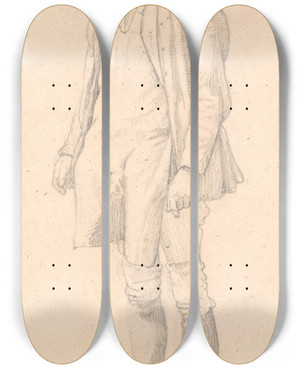 Triptych art skateboard deck of Wilhelm Marstrand Stende Svensk Bonde_2 by Wilhelm Marstrand (1810-1873)