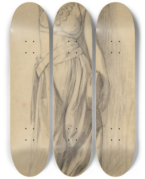 Triptych art skateboard deck of Charles Bargue Study For The Almeh by Charles Bargue (1826-1883)