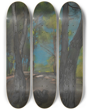 Triptych art skateboard deck of Auguste Louis Lepre Lotz by Auguste Louis Lepere (1849-1918)