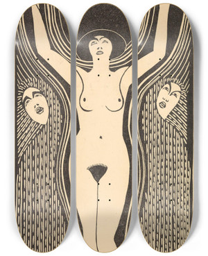 Triptych art skateboard deck of Samuel Jessurun De Mesquita Extase by Samuel Jessurun De Mesquita (1868-1944)