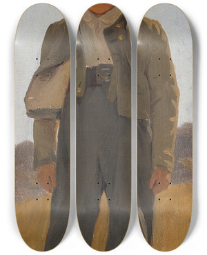 Triptych art skateboard deck of Carlo Dalgas Shepard Boy Study by Carlo Dalgas (1821-1851)