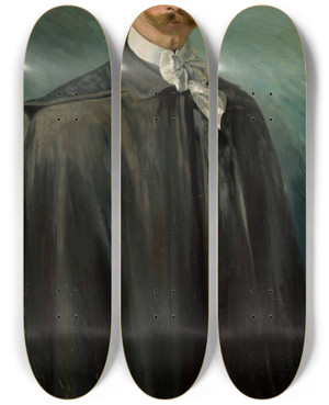 Triptych art skateboard deck of Stanisaw Jarocki Selfportrait by Stanislaw Jarocki (1871-1944)