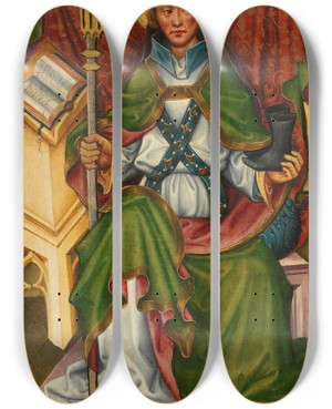 Triptych art skateboard deck of Meister Des Friedrichsaltars Hl Crispinus by Meister Des Friedrichsaltars (1440-1460)