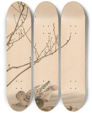 Triptych art skateboard deck of Nanbara Sakujir Shubi Gakan Pl25 by Nanbara Sakujiro (1889)