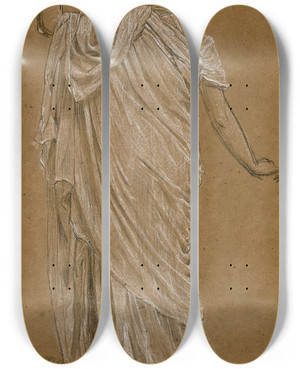 Triptych art skateboard deck of Albert Joseph Moore Study For A Garden by Albert Joseph Moore (1841-1893)