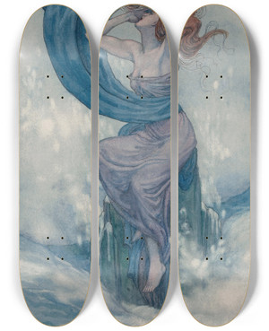 Triptych art skateboard deck of William Heath Robinson Melbourne by William Heath Robinson (1872-1944)