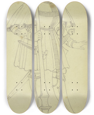 Triptych art skateboard deck of Philipp Winterwerb Ulrich Truchse Zu Waldburg by Philipp Winterwerb (1837-1873)