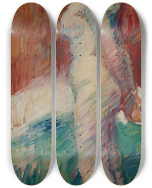 Triptych art skateboard deck of Santeri Salokivi Model by Santeri Salokivi (1886-1940)