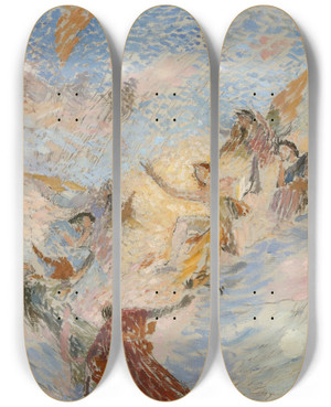 Triptych art skateboard deck of Henri Martin Apollon Et Les Muses by Henri Martin (1860-1943)