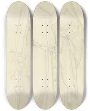 Triptych art skateboard deck of Eduard Von Steinle Emperor Albert I by Eduard Von Steinle (1810-1886)