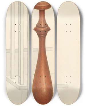 Triptych art skateboard deck of Archie Thompson Bishop Hill Newel Post by Archie Thompson