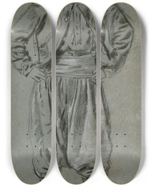 Triptych art skateboard deck of Winslow Homer Zouave_2 by Winslow Homer (1836-1910)