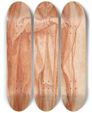 Triptych art skateboard deck of Cesare Nebbia Eleazar Study For A Fresco In The Sixtine Chapel Santa Maria Maggiorerome by Cesare Nebbia (1536-1622)