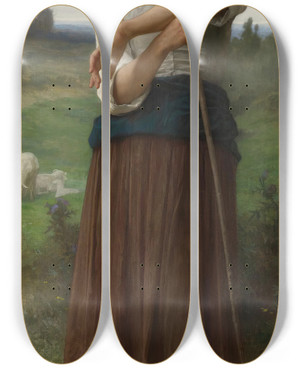 Triptych art skateboard deck of William Bouguereau Jeune Bergre Debout by William Bouguereau (1825-1905)