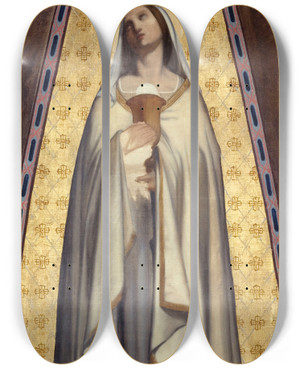 Triptych art skateboard deck of Jeanfranois Brmond Fides by Jean-Franois Brmond (1807-1868)