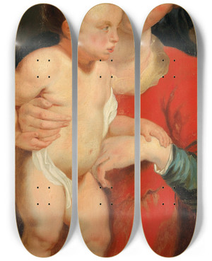 Triptych art skateboard deck of Follower Of Peter Paul Rubens The Madonna And Child by Follower Of Peter Paul Rubens (1577-1640)